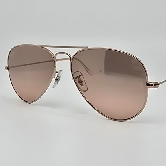 Ray-Ban RB3025 001/3E Aviator Gradient Gold Frame Silver Pink Mirror Sunglasses - Picture 1 of 15